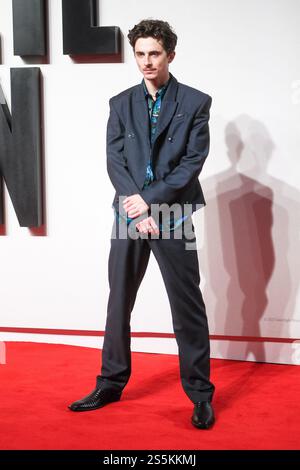 London, Großbritannien. Januar 2025. Timothee Chalamet nimmt an der britischen Premiere von A Complete Unknown Teil. Foto von Julie Edwards./Alamy Live News Stockfoto