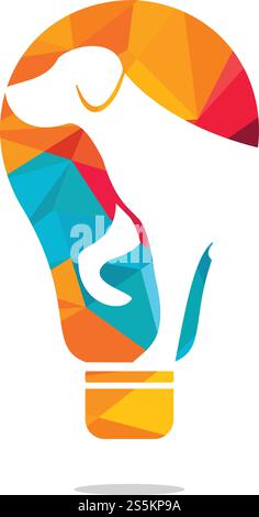 Logodesign für die Position von Hundestiern. Symbol-Hund mit Positionsmarkierung Symbol. Stock Vektor