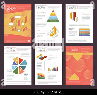 Entwurf des Jahresberichts. Business Buklet-Seiten-Layout mit abstrakten Formen Vektor-Werbeprojekt. Illustration der Broschüre zum Präsentationsprojekt. Entwurf des Jahresberichts. Business Buklet-Seiten-Layout mit abstrakten Formen Vektor-Werbeprojekt Stock Vektor