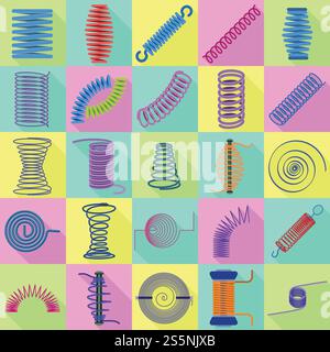 Spulensymbole eingestellt. Flacher Satz von Spulenvektorsymbolen für Webdesign. Spulensymbole Set, flach Stock Vektor