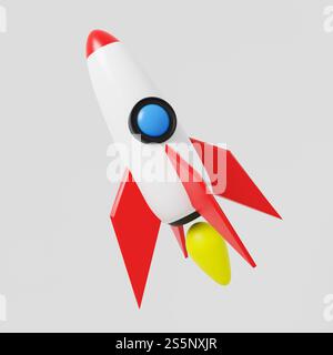 3D-Illustration Raketen, Space Shuttle Spielzeug isoliert auf weißem Hintergrund. Elemente dieses Bildes wurden von der NASA bereitgestellt. Modellierung für Ihre Konstruktionen bis Stockfoto