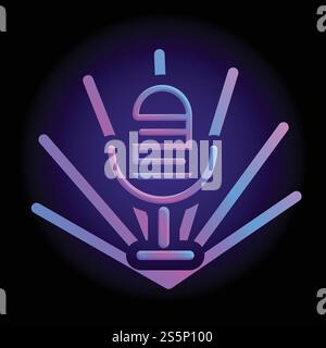 Symbol für das Neon-Studio-Mikrofon. Cartoon des Neon-Studio-Mikrofon-Vektorsymbols für Web-Design isoliert auf weißem Hintergrund. Neon-Studio-Mikrofon-Ikone im Cartoon-Stil Stock Vektor