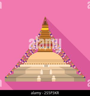 Symbol des thailändischen Tempels. Flache Illustration des thailändischen Tempelvektorsymbols für Webdesign. Thailändische Tempelfigur, flacher Stil Stock Vektor