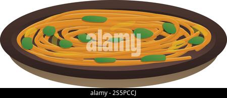 Thai-Pasta-Symbol. Zeichentrick des thailändischen Pasta-Vektor-Icons für Web-Design isoliert auf weißem Hintergrund. Thailändische Pasta-Ikone im Cartoon-Stil Stock Vektor