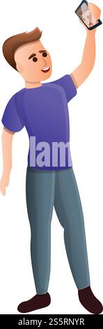 Selfie-Symbol für Touristen. Cartoon des touristischen Selfie-Vektorsymbols für Web-Design isoliert auf weißem Hintergrund. Touristenselfie-Ikone, Cartoon-Stil Stock Vektor