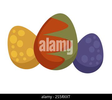 Drachen- oder Dinosauriereier in Farbschale mit Punkten mystische Kreatur isolierte Icon Monster oder Bestie legendäres Tier Baby Natur Objekt Geburt und neues Leben Fötus in harten natürlichen Container Vektor.. Dracheneier in Farbschale mysktisches Wesen isoliertes Symbol Stock Vektor