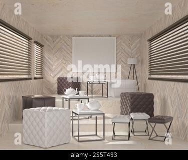 Bilderrahmen mit Polstermöbeln im Wohnzimmer Stockfoto