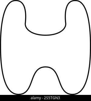 Schilddrüse Struma Organ des Menschen Anatomie des Menschen Symbol outline Schwarz Vector Illustration Flat Style simple Image Stock Vektor