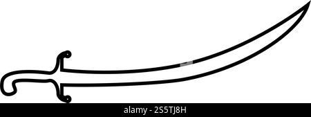 Türkische Säbel Scimitar Sabre der Arabischen persischen gebogenen Schwert Symbol outline Schwarz Vector Illustration Flat Style simple Image Stock Vektor