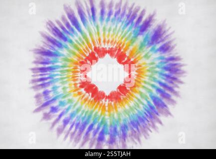 Stoff Tie Dye Gestreifte Muster Tinte Hintergrund Böhmische Spirale. Hippie Dye Draw Tiedye Swirl Shibori Tie Dye abstraktes Batik nahtloses Muster trendy Stockfoto