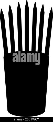 Bleistifte im Glas steht aufrecht Büro Lieferant Konzept Arbeitsplatz Symbol Schwarz Farbe Vektor Illustration flache Stil einfaches Bild. Bleistifte im Glas steht aufrecht Büro Lieferant Konzept Arbeitsplatz Symbol schwarze Farbe Vektor Illustration flache Stil Bild Stock Vektor