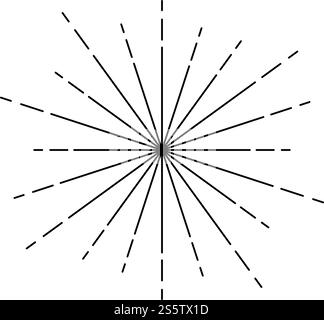 Sunburst Feuerwerke Strahlen Radialstrahl Strahllinien Sparkle Glaze Flare Starburst konzentrische Strahlungslinien Symbol Umrandung Schwarz Farbe Vektor Illustration flach Stil einfaches Bild Stock Vektor