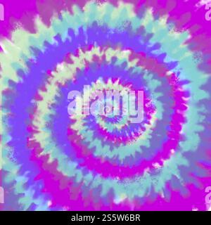 Stoff Tie Dye Gestreifte Muster Tinte Hintergrund Böhmische Spirale. Hippie Dye Draw Tiedye Swirl Shibori Tie Dye abstraktes Batik nahtloses Muster trendy Stockfoto