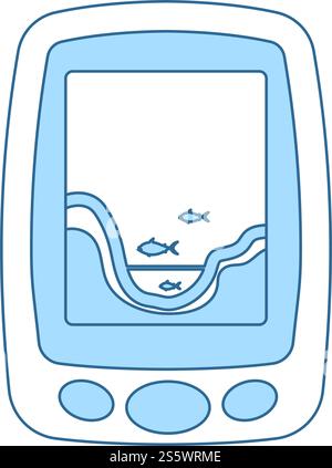 Symbol für Echolot. Dünne Linie mit blauer Füllung Design. Vector Illustration. Stock Vektor