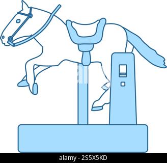 Pferd Machine Symbol. Dünne Linie mit blauer Füllung Design. Vector Illustration. Stock Vektor
