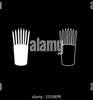 Bleistifte in Glas aufrecht steht office Supplier Concept Arbeitsplatz Symbol outline weiß Farbe Vektor-illustration Flat Style simple Image Stock Vektor