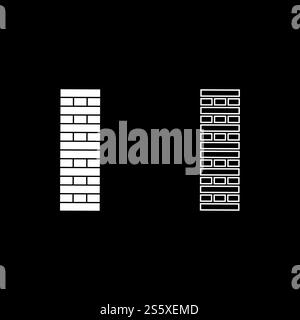 Ziegelsäule Blöcke im Stapel Jenga Spiel für zu Hause Erwachsene und Kinder Freizeit Brettspiele Holzblock Icon Umrisssatz weiße Farbe Vektor Illustration flache Stil einfaches Bild Stock Vektor