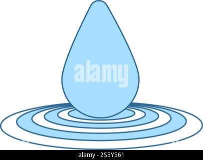 Water Drop Symbol. Dünne Linie mit blauer Füllung Design. Vector Illustration. Stock Vektor