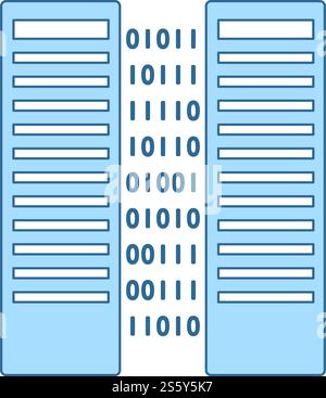 Symbol für den -Server. Dünne Linie mit blauer Füllung Design. Vector Illustration. Stock Vektor