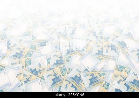 Visegrad Königlicher Brunnen auf Ungarn 1000 Forint 2006 Banknote Nahaufnahme Muster. Visegrad Königlicher Brunnen auf Ungarn 1000 Forint 2006 Banknotenmuster Stockfoto