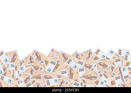 Tschechische Republik 200 Korun 1998 Banknotenschein Nahaufnahme Rechnungsmuster. 200 CRONES. Tschechische Republik 200 Korun 1998 Banknotenschein Nahaufnahme Rechnungsmuster Stockfoto