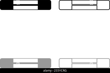Elektrische Sicherungsschaltkreise Symbole Überlastschutz Schmelzelement Symbol Umrisssatz schwarz grau Farbe Vektor Illustration flache Art einfaches Bild. Symbole für elektrische Sicherungskreise Überlastschutz Symbol für Schmelzelemente Umriss Set schwarz grau Vektor Illustration flaches Bild Stock Vektor
