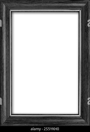 Leerer Bilderrahmen mit freier Stelle im Inneren, isoliert auf weißem Hintergrund. Leerer Bilderrahmen mit freier Stelle innen, isoliert auf weiß Stockfoto