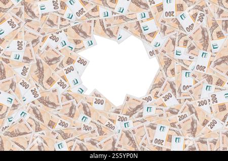 Tschechische Republik 200 Korun 1998 Banknotenschein Nahaufnahme Rechnungsmuster. 200 CRONES. Tschechische Republik 200 Korun 1998 Banknotenschein Nahaufnahme Rechnungsmuster Stockfoto