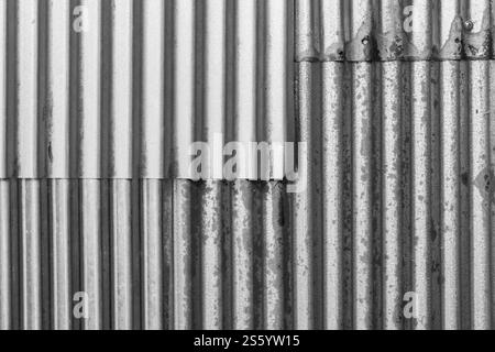 Industrieller rostiger Hintergrund alte Grunge rostige Zinkwand für strukturierten Hintergrund alter rostiger galvanisierter Rost und zerkratzte Stahlstruktur Wellblech Stockfoto