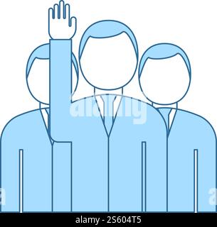 Abstimmung Mann mit Männer hinter Symbol. Dünne Linie mit blauer Füllung Design. Vector Illustration. Stock Vektor