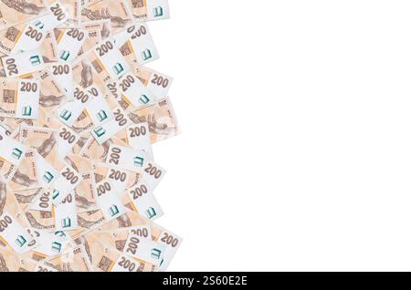 Tschechische Republik 200 Korun 1998 Banknotenschein Nahaufnahme Rechnungsmuster. 200 CRONES. Tschechische Republik 200 Korun 1998 Banknotenschein Nahaufnahme Rechnungsmuster Stockfoto
