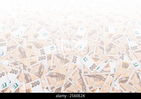 Tschechische Republik 200 Korun 1998 Banknotenschein Nahaufnahme Rechnungsmuster. 200 CRONES. Tschechische Republik 200 Korun 1998 Banknotenschein Nahaufnahme Rechnungsmuster Stockfoto