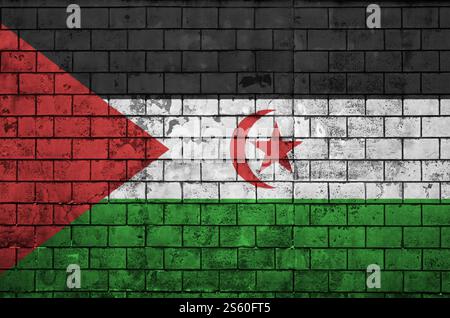 Westsahara Flagge ist auf einer alten Mauer gemalt Stockfoto