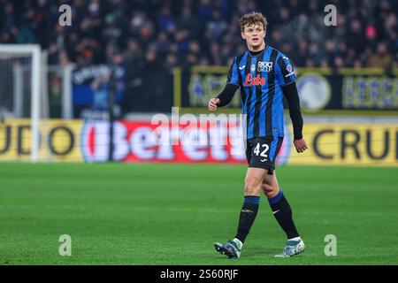 Bergamo, Italien. Januar 2025. Giorgio Scalvini von Atalanta BC sieht 2024/25 beim Fußballspiel der Serie A zwischen Atalanta BC und Juventus FC im Gewiss Stadium an Stockfoto