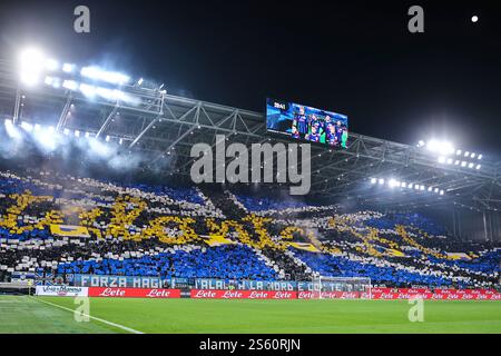 Bergamo, Italien. Januar 2025. Fans von Atalanta BC wurden 2024/25 während des Fußballspiels der Serie A zwischen Atalanta BC und Juventus FC im Gewiss Stadium gesehen. Credit: dpa/Alamy Live News Stockfoto