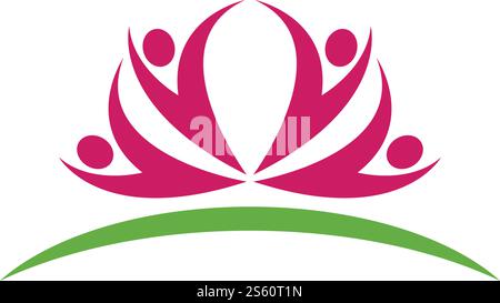 Lotus Blumen Ilustration menschlichen Charakter Logo Vorlage Vektor Stock Vektor