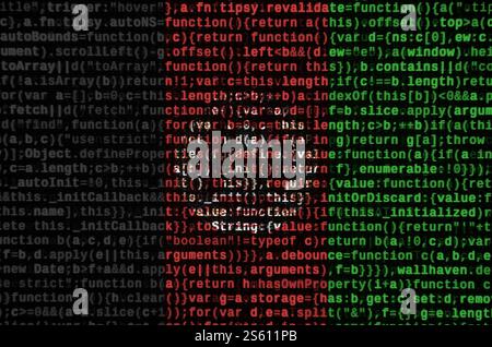 Afghanistan-Flagge wird auf dem Bildschirm mit dem Programmcode dargestellt. Das Konzept der modernen Technik und der Standortentwicklung. Die afghanische Flagge ist abgebildet Stockfoto