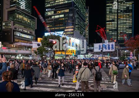 Scramble Square in der Nacht, Tokio, Japan Stockfoto