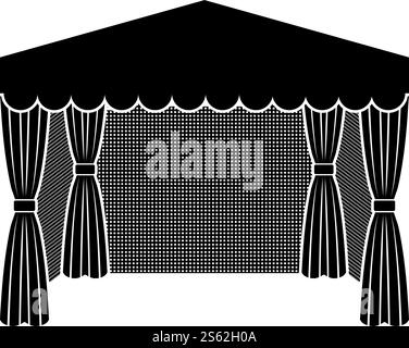 Pavillon für Shopping Business Zelt Festzelt für Werbung Icon schwarz Farbe Vektor Illustration flache Stil einfaches Bild. Pavillon für Einkaufen Business Zelt Festzelt für Werbung Icon schwarze Farbe Vektor Illustration flache Stil Bild Stock Vektor