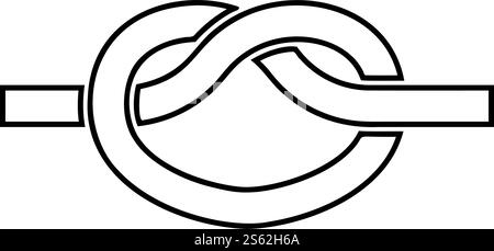 Knoten Seil gebunden Knoten Verbinden Konzept Schlinge Symbol Umriss Schwarz Farbe Vektor Illustration flache Art einfaches Bild. Knoten Seil gebunden Knoten Verbinden Konzept Schlinge Symbol Umrandung schwarze Farbe Vektor Illustration flache Stil Bild Stock Vektor