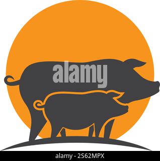 Pig Logo Illustration Vektor flaches Design Stock Vektor