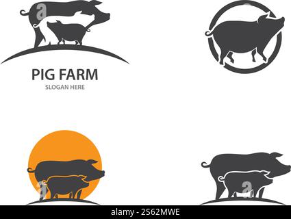 Pig Logo Illustration Vektor flaches Design Stock Vektor