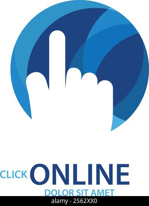 Klicken Sie auf das Logo-Symbol des Online-Shops Vektordesign Stock Vektor