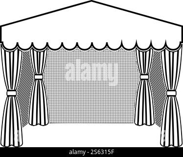 Pavillon für Einkaufen Business Zelt Festzelt für Werbung Icon Umriss schwarze Farbe Vektor Illustration flache Art einfaches Bild. Pavillon für Shopping Business Zelt Festzelt für Werbung Icon Umriss schwarze Farbe Vektor Illustration flache Stil Bild Stock Vektor