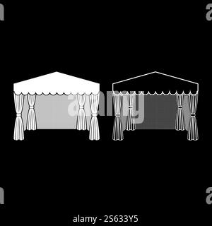 Pavillon für Einkaufen Business Zelt Festzelt für Werbung Icon Umriss Set weiße Farbe Vektor Illustration flache Art einfaches Bild. Pavillon für Einkaufen Business Zelt Festzelt für Werbung Icon Umriss Set weiße Farbe Vektor Illustration flache Stil Bild Stock Vektor