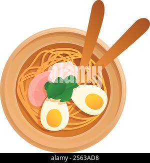 Ramen-Symbol von oben. Cartoon des Ramen-Vektor-Symbols von oben für Webdesign isoliert auf weißem Hintergrund. Ramen-Symbol von oben, Cartoon-Stil Stock Vektor
