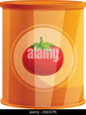 Symbol für die Tomatendose. Cartoon der Tomatendose Dose Vektor-Symbol für Web-Design isoliert auf weißem Hintergrund. Tomatendose Icon, Zeichentrickstil Stock Vektor