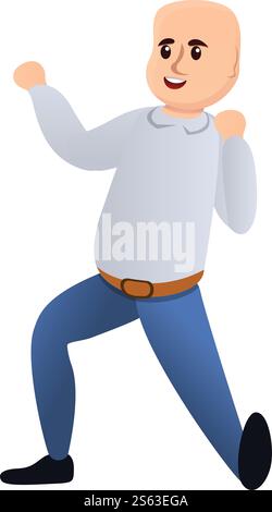 Tanzende Glatzmann-Ikone Cartoon des Glatzen Mannes tanzende Vektor-Icon für Web-Design isoliert auf weißem Hintergrund. Glatze man, tanzende Ikone, Cartoon-Stil Stock Vektor