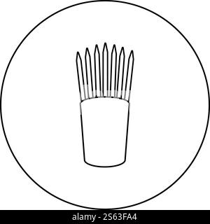 Bleistifte im Glas steht aufrecht Büro Lieferant Konzept Arbeitsplatz Symbol im Kreis rund Umriss schwarz Farbe Vektor Illustration flach Stil einfaches Bild. Bleistifte im Glas steht aufrecht Büro Lieferant Konzept Arbeitsplatz Symbol im Kreis rund Umriss schwarze Farbe Vektor Illustration flache Stil Bild Stock Vektor