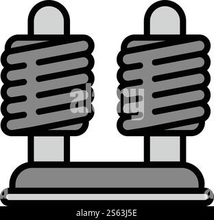 Symbol für Spulenstativ. Konturspule Stativvektor-Symbol für Webdesign isoliert auf weißem Hintergrund. Spulenständer Symbol, Umrissstil Stock Vektor